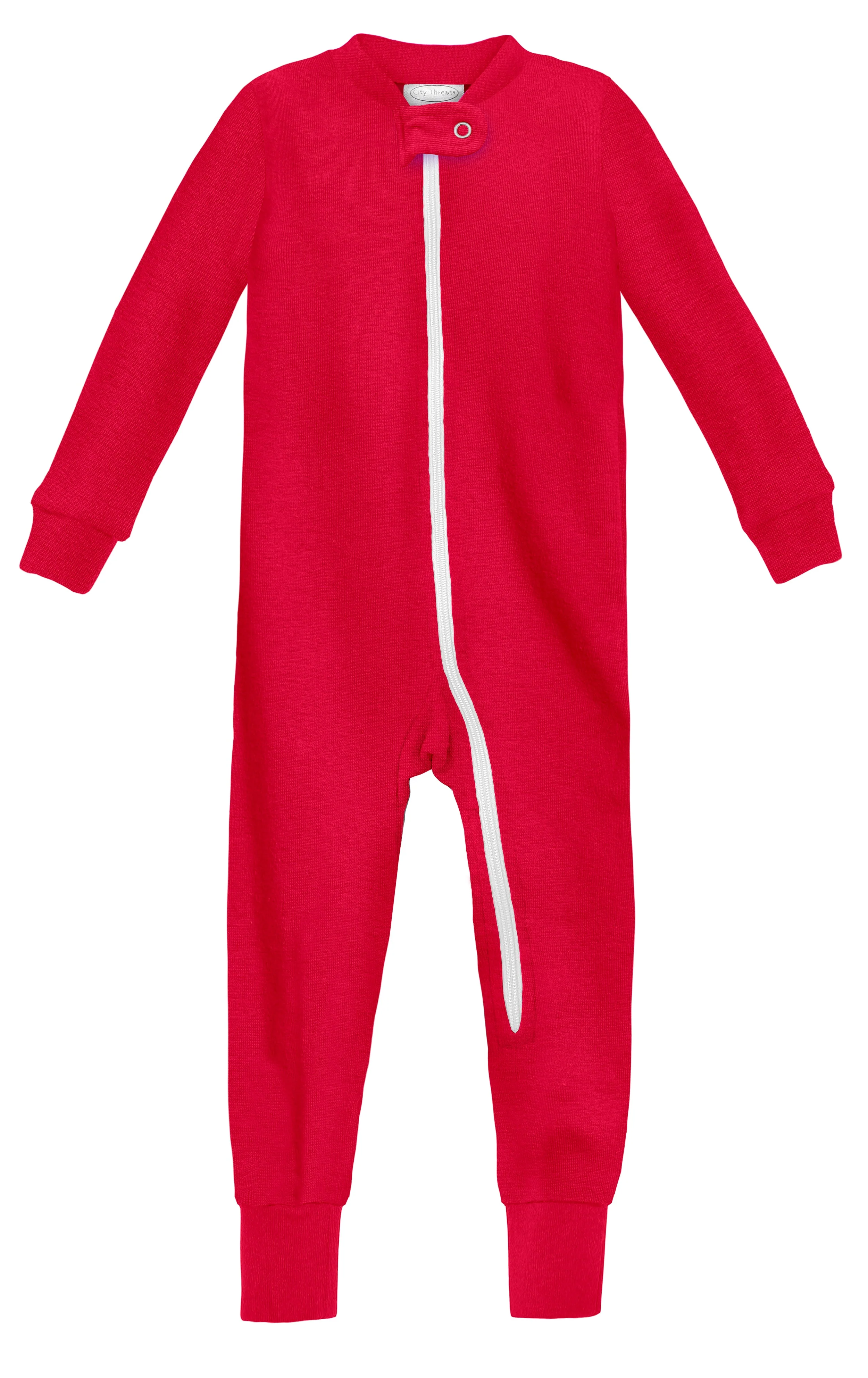 Super-Soft Organic Cotton Footless Zip Footie| Candy Apple - Drispect